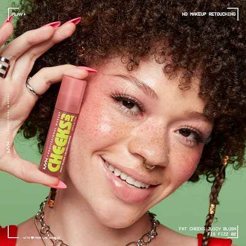 NYX PROFESSIONAL MAKEUP Fat Cheeks Liquid Blush, Buildable, Dewy Blush with Long-Lasting 12HR Wear - Fig Fizz (Soft Peach)