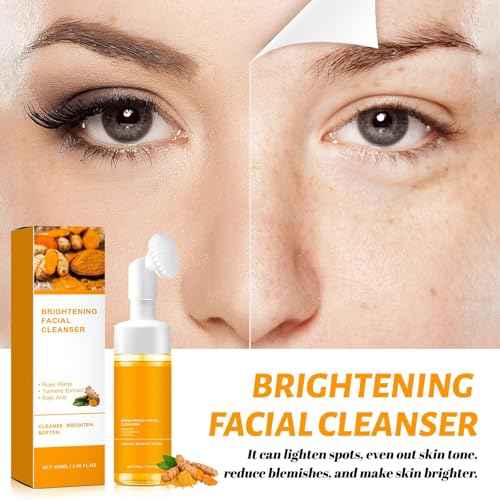 4PCS Turmeric Wash and Cleaning Care Three Piece Kit,Turmeric Trio: Facial Wash, Turmeric Soap Bar & Turmeric Cleansing Exfoliating Pads, Face & Body Cleansing Skincare Set