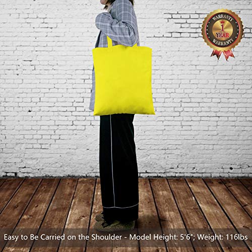 TOPDesign 6-Pack Economical 16"x15" Yellow Cotton Tote Bag, Lightweight Medium Reusable Grocery Shopping Cloth Bags, Suitable for DIY, Advertising, Promotion, Gift, Activity