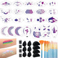 46-Piece Face Paint Stencils Kit with Brushes & Sponges