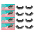 SY LASHES 15mm 3D Real Mink Lashes Natural Look Cat Eye False Eyelashes Wispy Short Fake Eye Lashes Fluffy Luxury Volume 5D Strip Eyelashes (Lucky04, 4 Pairs)