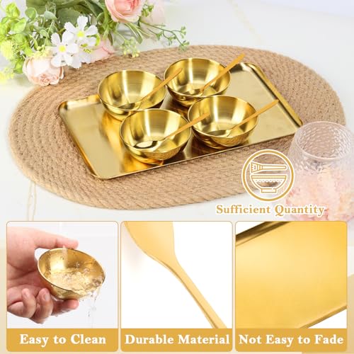 Gold Facial Tray Set with 4 Mixing Bowls & 4 Spoons