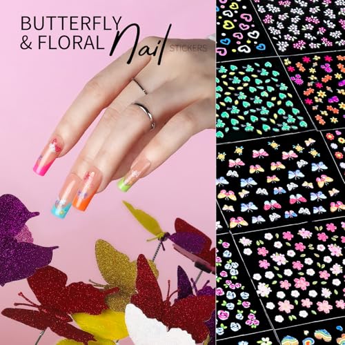Teenitor 50 Sheets Nail Art Stickers - Flowers, Gold & Designs
