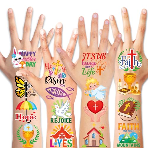 96pc Easter Temporary Tattoos for Kids | Jesus & Cross Designs