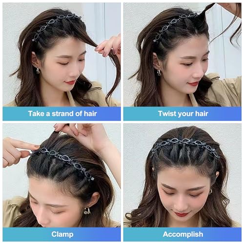 CoguZed 2-Pack Clip Headbands for Women - Double Layer Toothed Hairbands