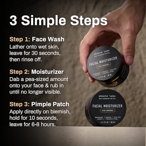 Shield Men's Acne System - Face Wash, Moisturizer & Patches