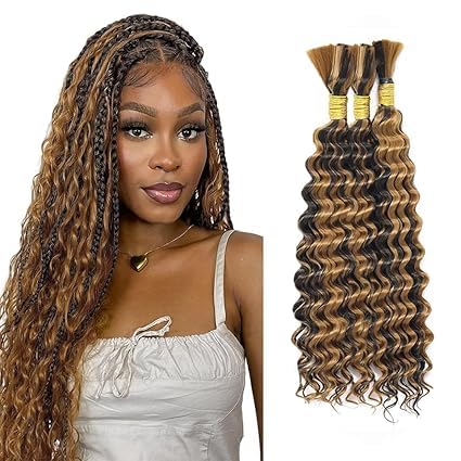 P4/27 Blonde Braiding Hair 3 Bundle 12-28 Inch Boho Deep Wave