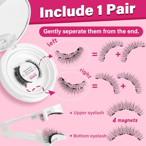 Magnetic Eyelashes with Applicator - Reusable Lashes Kit, No Glue