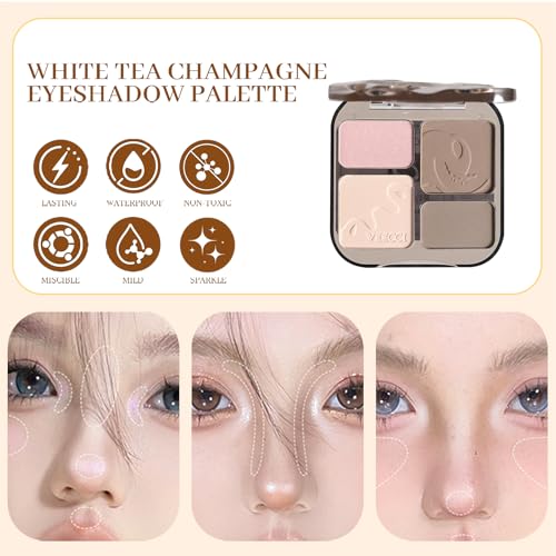 Face & Body Contour Palette - Highlighter Makeup Powder Stick with Glow Bronzer, Blush & Shimmer Cream, Korean Natural Glow, Gold/Silver/Vintage Non-Greasy Skin Tone (V2 Peach Mist)