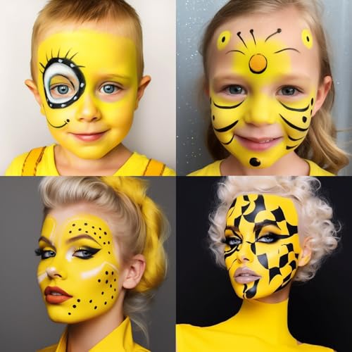 Yellow Face Paint Stick for Kids & Adults - Full Coverage, Waterproof, Halloween & Cosplay