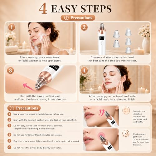 Blackhead Remover Vacuum with 3 Suction Levels & 5 Probes