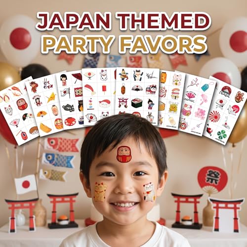 96 PCS Japanese Temporary Tattoos - Pre-Cut Party Favors