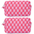 SOIDRAM 2 Pack Checkered Makeup Bag 7x4 Pink