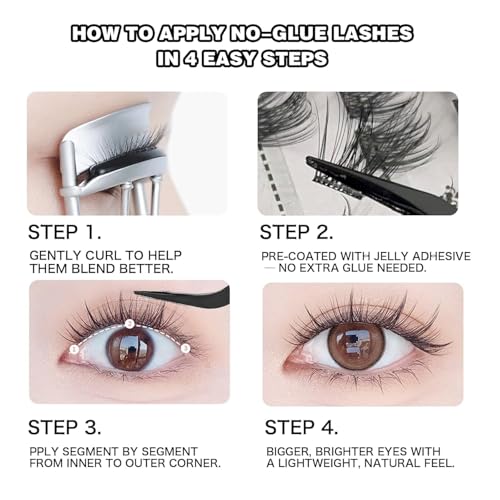 Glue-Free Lash Clusters Kit, 40Pc 12mm C Curl Wispy Eyelashes