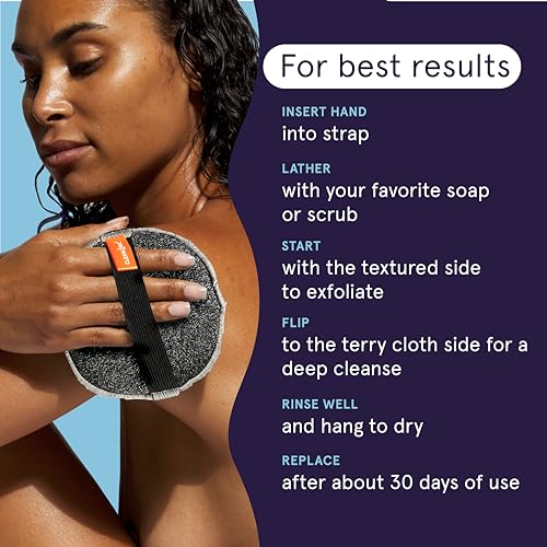 Cleanlogic Charcoal Exfoliating Body Scrubber, 3-Count Pack