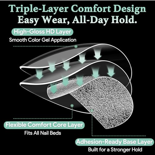 LEYKOSH Almond Nail Tips - 216pc Short Press On Nails Kit
