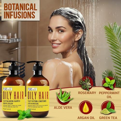 Oily Hair Shampoo & Conditioner Set - Sulfate Free, 16 Fl Oz