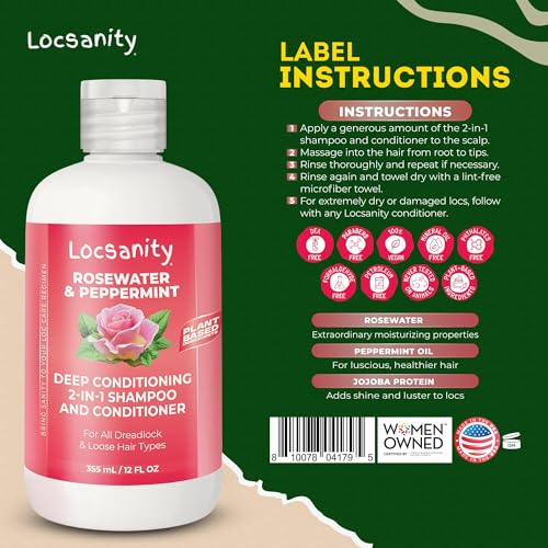 Locsanity Rosewater Peppermint 2-in-1 Shampoo & Conditioner for Locs