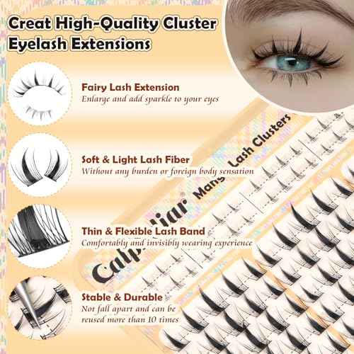 Manga Lash Clusters Anime Star Eyelash Extension 188Pcs Natural Lash Clusters with Bottom Lashes Spiky Cluster Eyelash Extensions Wispy 10-14mm Fairy Individual Lashes Extension Doll Eyelash Clusters