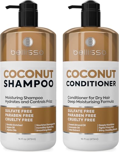 Coconut Shampoo and Conditioner Set - Sulfate Free, Hydrating