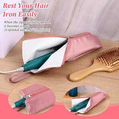 Heat Resistant Hair Iron Holder Travel Bag Pink