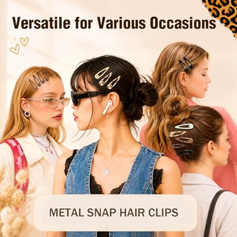 50 PCS Non-Slip Small Snap Hair Clips Set with Storage Box