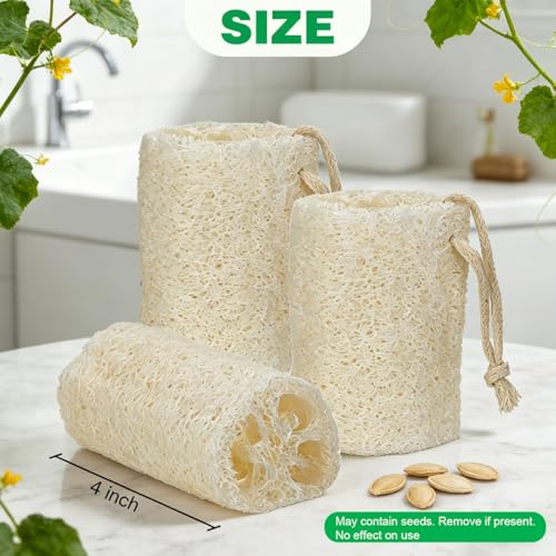 Natural Loofah Sponges, 4 Pack - Organic Body Scrubber