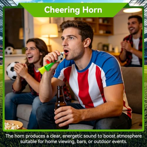 France Soccer Fan Gear Set with Temporary Tattoos, Wig & Loud Horn – World Cup Party Supplies