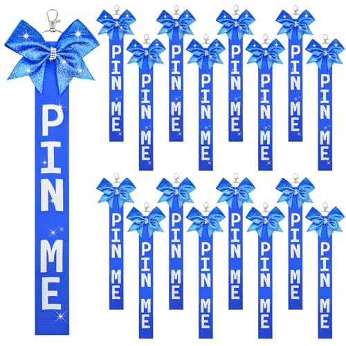 Aileam 16 PCS Cheer Pin Me Ribbon Cheer Bag Bow Keychain with Rhinestones (Black, 1 Count) for Teen Girls Cheerleading Sports Accessory