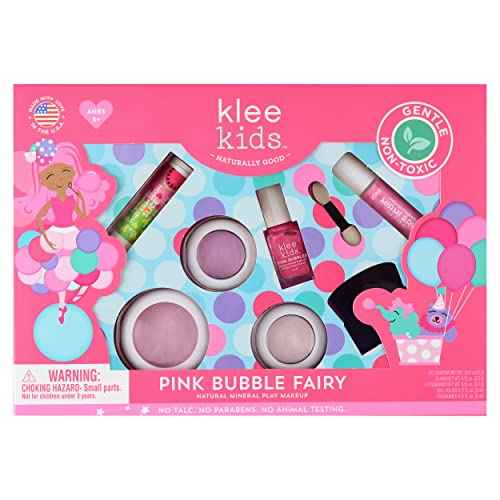 Luna Star Naturals Klee Kids Deluxe Play Makeup Kit. Gentle and Non-Toxic. Made in USA. (Pink Bubble Fairy)