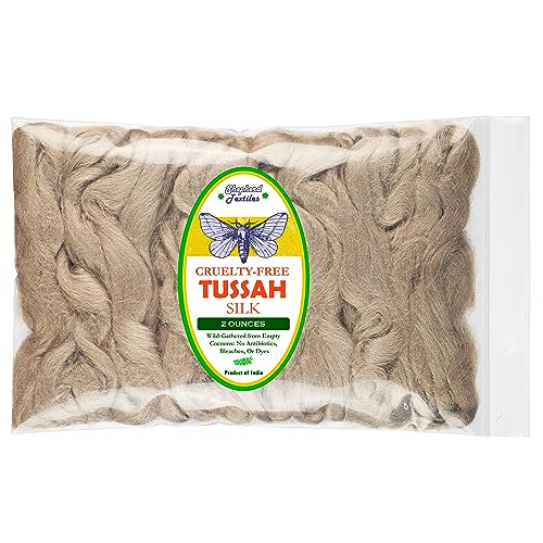 Cruelty Free Tussah Silk for Soap Making (2 oz.) Wild Gathered from Empty Cocoons (Combed Top/Sliver)