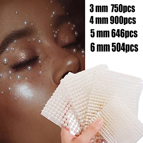 Pearl Rhinestone Stickers for Eyes, Face & Nails - 4 Sizes