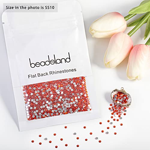 Beadsland Flat Back Crystal Rhinestones – SS10 Orange, 1440pcs, Craft & Nail Art