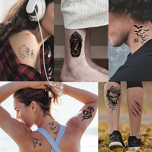 52 Sheet Halloween Temporary Tattoos for Kids & Adults - 200+ Designs