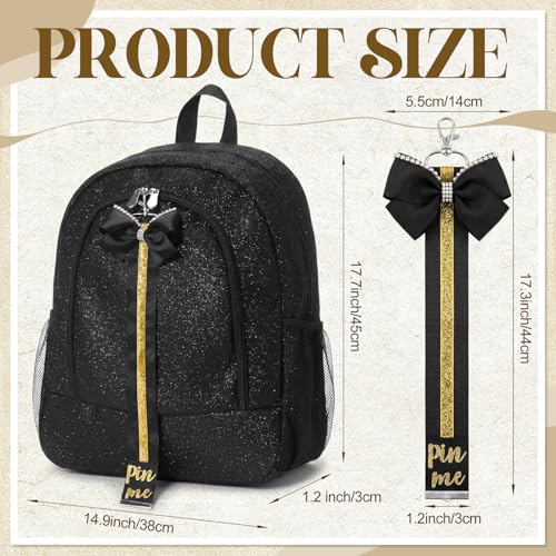 Hosuly 4-Piece Glitter Cheer Backpack Set with Travel & Makeup Bags, Black