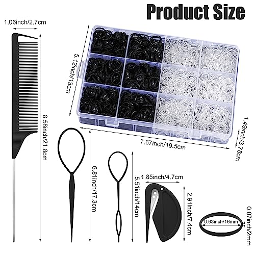 2200 Elastic Hair Bands with Styling Tools & Organizer Box