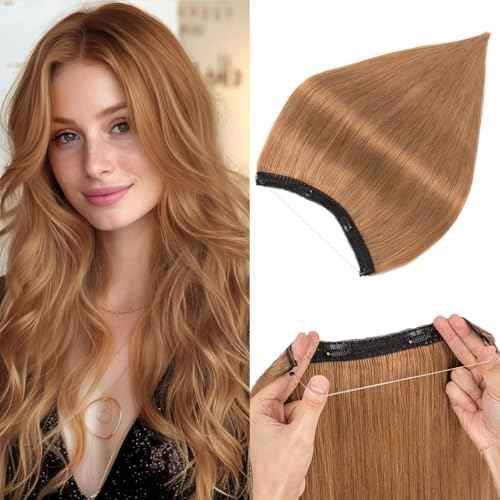 Halo Hair Extensions Real Human Hair,S-noilite Halo Hair Extensions,Halo Hair Extension for Women,100% Human Hair Halo Extensions,Halo Hair 55g/12inch 06 Light Brown