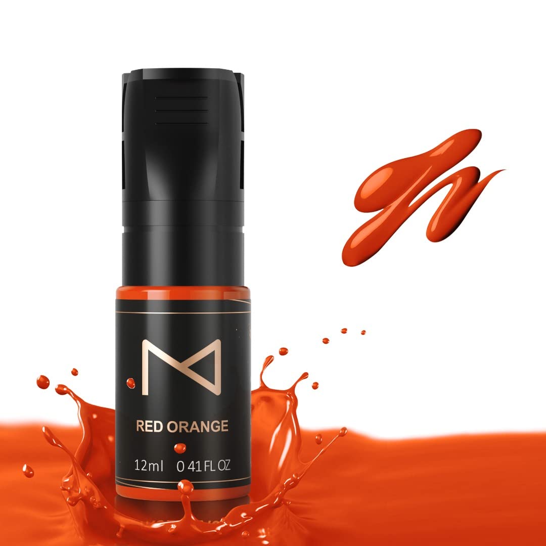 M Cosmetic LIQUID Pigment For Eyebrows Powder Brows Nano Brows Machine Use - Medical Grade - No Mixing - For Professionals Only -12ml (Red Orange)