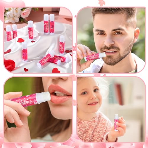 Demissle Valentine's Day Party Favors for Kids Classroom Lip Balms Bulk Peppermint Lip Care Products Moisturizing Lip Balm Valentines Love Heart Classroom Exchange Party Gifts for Boys Girls (50 Pcs)