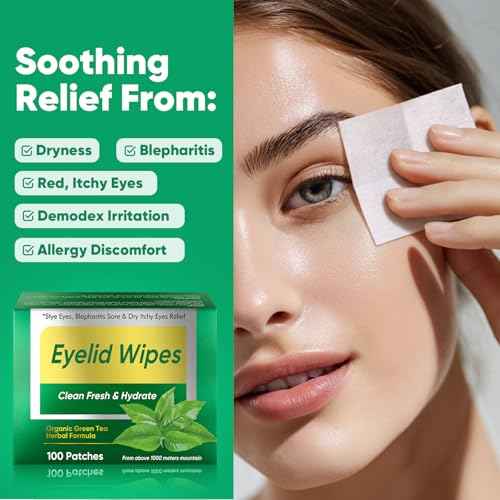 Eyelid Wipes, 100 Pcs Eyelid Cleansing Wipes for Dry Itchy Eyes and Blepharitis, Soothing Pre-Moistened Wipe Hyaluronic Acid, Daily Gentle Eye Care for Sensitive Skin