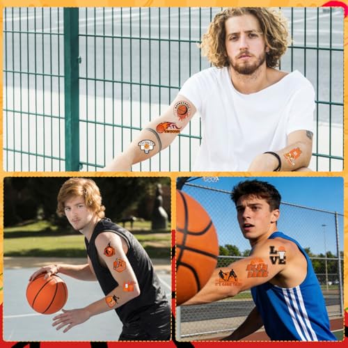 March Basketball Temporary Tattoos - 200+ Basketball Party Favors Supplies, Team Game Time Madness Tattoo Stickers, Sport Themed Birthday Party Decor Prizes