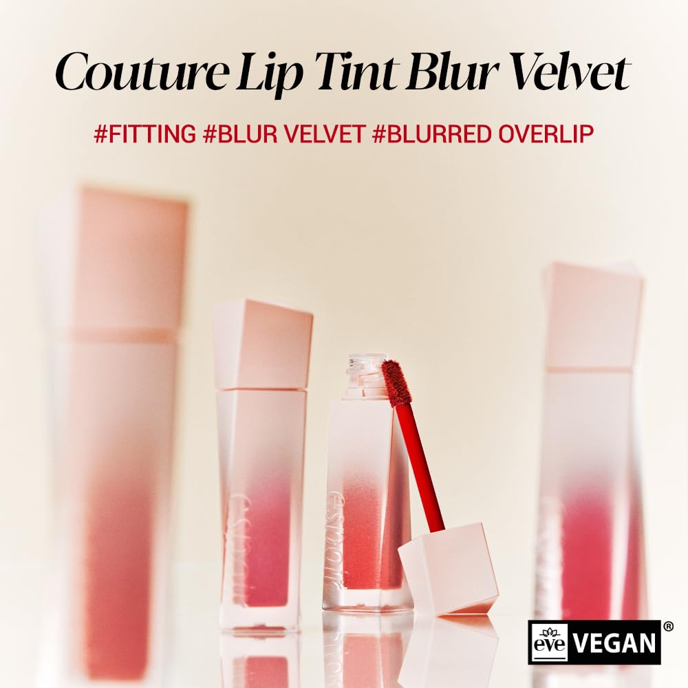 Espoir Couture Lip Tint Blur Velvet #3 Peony 0.19oz | Natural Blurry Color Liquid Lipstick | Long-Lasting Smudge-Proof Fixing Lip Stain | Lightweight Matte Finish without Oil | Korean Lip Makeup