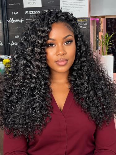 ISEE 22 Inch Half Wig Human Hair Burmese Curly 180% Density – Protective Style, Quick Glueless Install