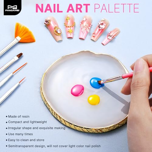 Fandamei Magnetic Press On Nail Stand Kit with Resin Palette & Tools