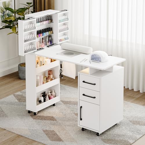 HolaiNail Manicure Table with Dust Collector & LED Light
