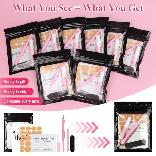 Press On Nail Prep Kit - 20 Pre-Packaged Sets with Cuticle Tool