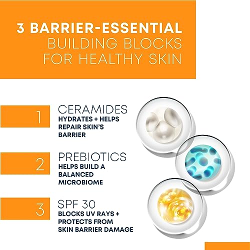 RoC Barrier Renew Day Cream with SPF 30, Moisturizer with Ceramides & Prebiotics to Protect Skin Barrier, (2.5 oz) with Retinol Eye Cream Packette