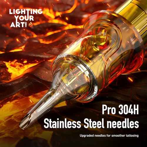 CNC 50PCS Tattoo Cartridge Needles Assorted Mixed Size #12 Round Liner - 1203RL 1205RL 1207RL 1209RL 1211RL with Membrane Professional Disposable Tattoo Needles EN09-50KIT-E