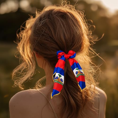 Haiti Flag Hair Ties & Clips 4-Piece Set