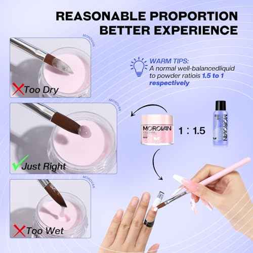 Morovan Monomer Acrylic Nail Liquid 8oz for Acrylic Powder - Professional Monomer Acrylic Nail Liquid For Acrylic Nail Extension Non-Yellowing MMA-Free